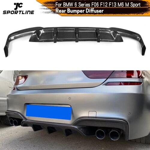 Rear Diffuser Bumper Gaurd Lip Spoiler for BMW 6 Series F06 F12 F13 M6 M Sport 2012 - 2016 Carbon Fiber / Black FRP