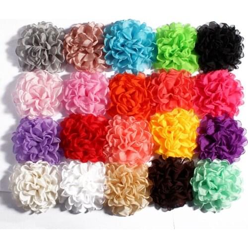10pcs/lot 4inch 20colors Vintage Burned Eage Chiffon Artificial Flower Clips For Hair Accessories Fabric Flowers For Headbands