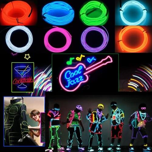 1-5M EL Wire Blacklight Christmas Dance Party Decor Neon Light Halloween LED Strip Flexible EL Wire Rope Tube DIY Car Decoration