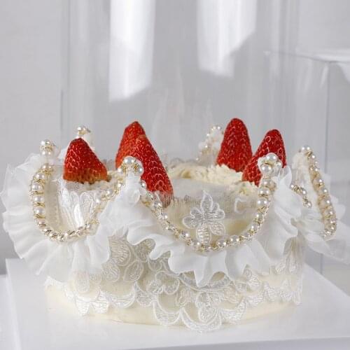 1pc 100cm Pearl Lace Cake Topper Mesh Decoration for Children Kid Girl Party Supplies Lovely Gifts