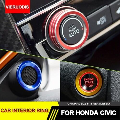 1PC Car Start Button Circle Speaker Air Condition Switch Button Cover Aluminum Alloy Ring Knob Trim Cover for Honda Civic