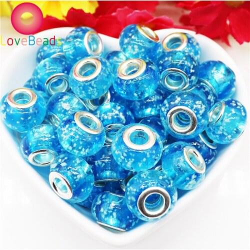10 Pcs Color Luminous Beads Round Loose Big Hole Spacer Beads For DIY Jewelry Making Beading Bracelet Accessories Pandora Charms