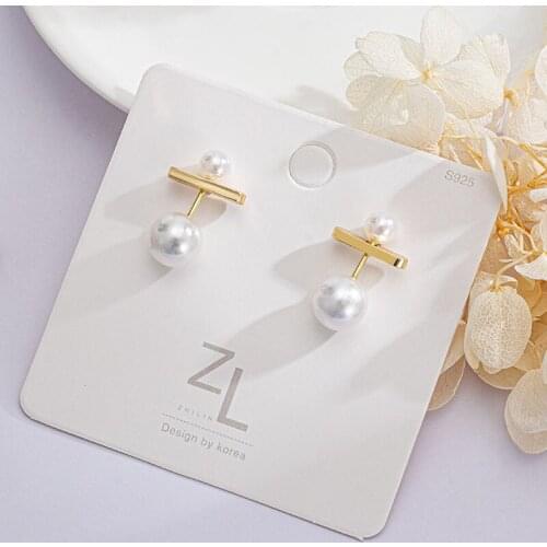 2021 New Statement Double-headed Pearl Earrings For Women Golden Color Metal Fashion Natural Simple Texture Jewelry Party Gifts
