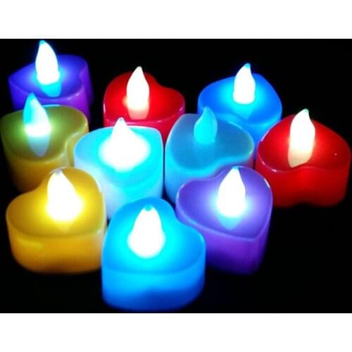 240pcs Romantic Heart Shape LED Lights Wedding Electronic Candle Lamp Party Event Flameless Flickering Battery Candles ZA5593