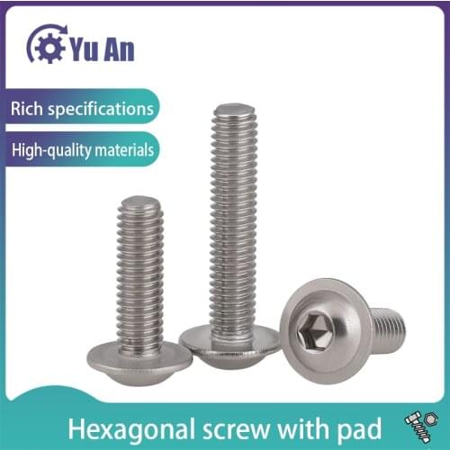 304 Stainless Steel Round Headband Pad Hexagon Screw Round Headband Pad Screw M3 M4 M5 M6 20PCS