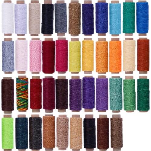 6Pcs/Set 1MM Multicolor Leather Waxed Sew Thread Cord For DIY Handicraft Tool Hand Stitching Sewing Line 50Meter