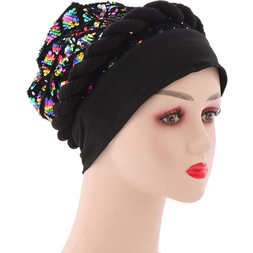 African Latest Auto Geles Aso Oke Headtie Already Made Headties Shinning Sequins Turban Cap For Women Ready Female Head Wraps