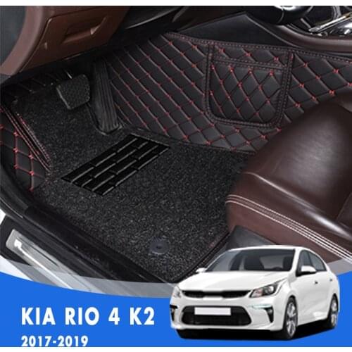 For KIA RIO 4 K2 2017 2018 2019 Luxury Double Layer Wire Loop Car Floor Mats Carpets Auto Accessories Custom Rugs Covers Parts