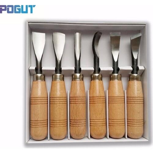 Free Shipping, 6Pcs Big Size Woodpecker Dry Hand Wood Carving Tools Chip Detail Chisel set Knives tool
