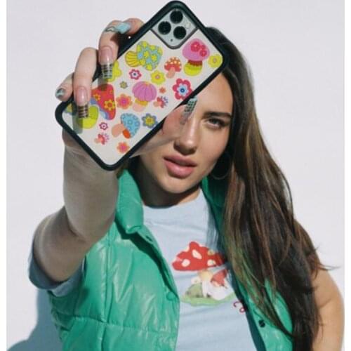 Mushroom Flowers Groovy Shroom PC+TPU Phone Cover Case for IPhone 6 6S 7 8 Plus X Xs XR 11 12 Mini Pro Max Fundas HYPC011