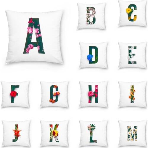45*45cm Double Printing Flower Alphabet Letter Polyester Cushion Cover Decorative Cushions for Sofa Home Decoration Pillowcase