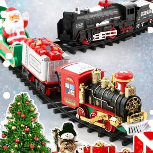 Electric Christmas Rail Car Train Set Toys with Light and Sound Hangable Christmas Decoration Toys for Christmas Tree