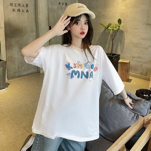 Personalized letter printing short-sleeved T-shirt female summer new Harajuku student loose half-sleeved top all-match loose