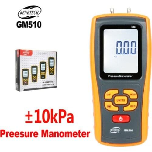 GM510 Handheld Digital Differential Pressure Gauge Electronic Differential Pressure Gauge Air Pressure Difference Tester