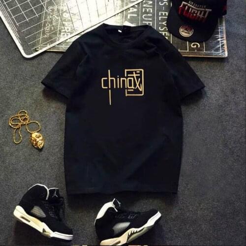 Hong Kong Fashion Brand Summer New Short Sleeve T-shirt Mens Trendy Loose Printed Cotton Half Sleeve Hong Kong Style Body