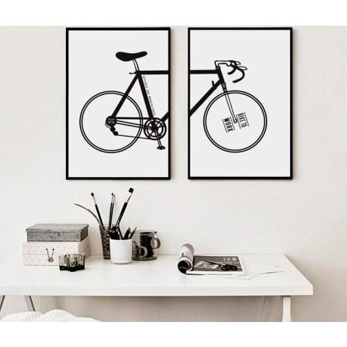 07G Black And White Simple Bike A4 A3 Canvas Art Painting Print Poster Picture Wall Living Room Bedroom Home Decoration Murals