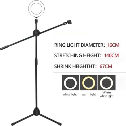 Photography Shooting Bracket Light Stand Boom Arm Phone Holder Dimmable Beauty LED Fill Light Ring Lamp for Live Video Shooting