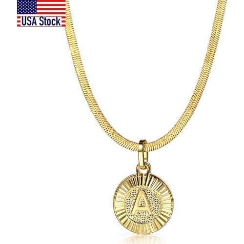 Minimalist A-Z Letters Necklace Women Gold Filled Initial Pendant Snake Chain Flat Herringbone Choker Chic Jewelry Dropshipping