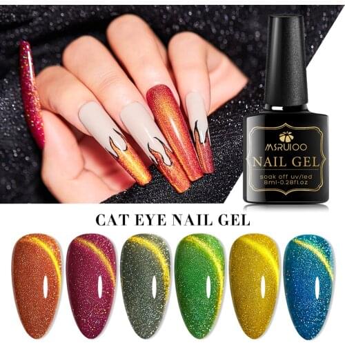 MSRUIOO 8ML Magnet Nail Gel Polish Colorful Cat Magnetic UV Gel Nail Polish Chameleon Magnetic Gel Varnishes Soak Off Enamel