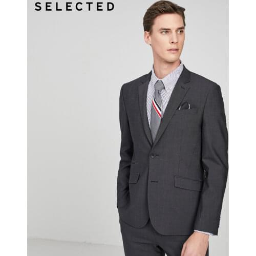SELECTED Mens Woolen Jacket Pure Color Wool Business Blazer SIG|42015Y507