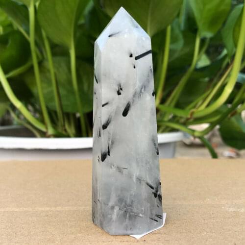 Natuurlijke Zwarte Toermalijn Kristal Obelisk Quartz Kristal Energie Kolom