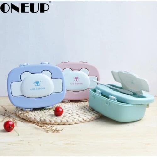 ONEUP Lunch Box For Kids Cartoon Bento Box With Spoons Eco-Friendly 730ml Portable Food Container School Picnic Microwavable