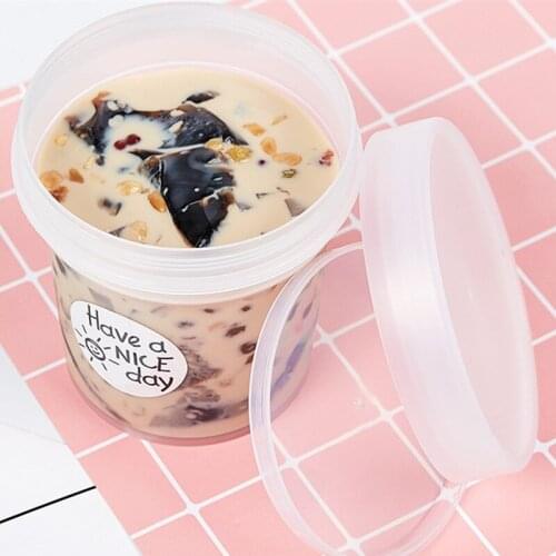 10pcs Net red 500ml dessert packaging cup favors boxes pudding ice cream jelly yogurt milkshake plastic cups with lid fruit jar