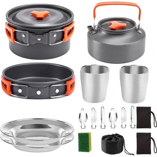 Portable Picnic Cooking Tool Set Ultralight Outdoor Camping Cookware Set Cooking Pot Pan Cup Sets For Picnic Camping Accessories