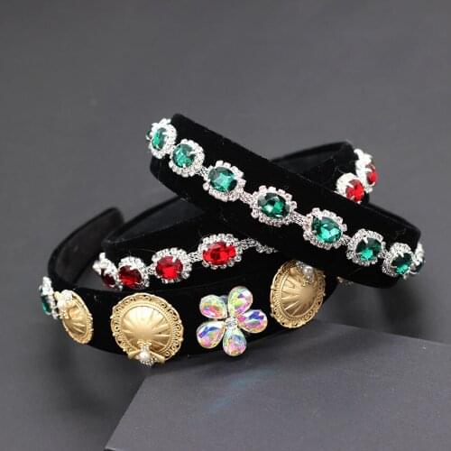 New Baroque color rhinestone geometric exaggerated headband personality hair Personality street shooting wild headband 723