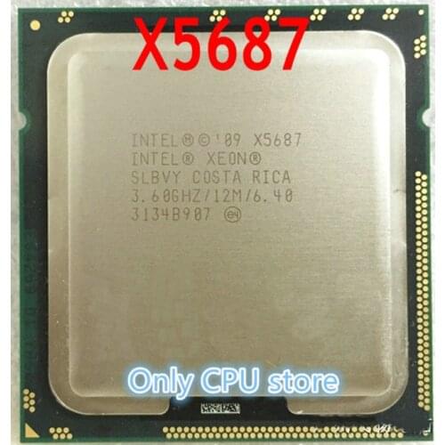 Free shipping Xeon X5687 processor (3.6GHz/12MB/4 cores/Socket 1366/6.4 GT/s QPI)Original Server CPU
