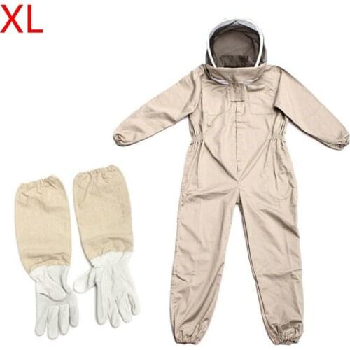 Professional Ventilated Full Body Beekeeping Bee Keeping SuitProtective clothing w/ Leather Gloves
