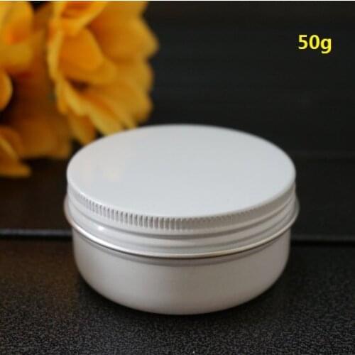50g 50ml 56*27mm White Empty Aluminum Box Metal Tin Cans Cosmetic Round Cream Containers DIY Portable Jar Tea Aluminum Pot