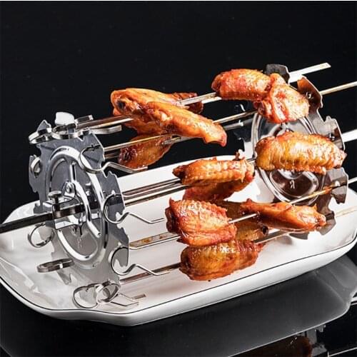BBQ Grill Cage, Steel Metal Rotisserie Skewers Needle Cage Oven Kebab Maker Gril