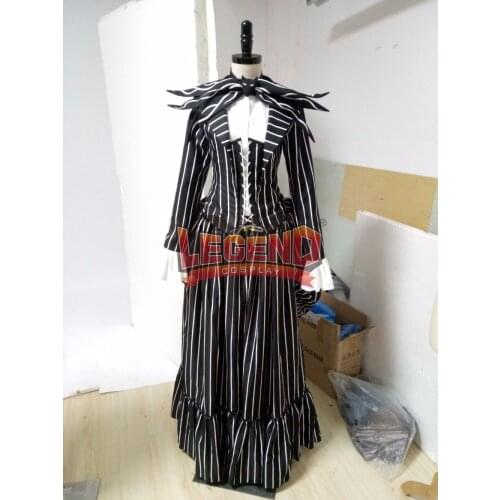 The Nightmare Before Christmas Jack cosplay Costume outfit dress Black Stripe medieval dress