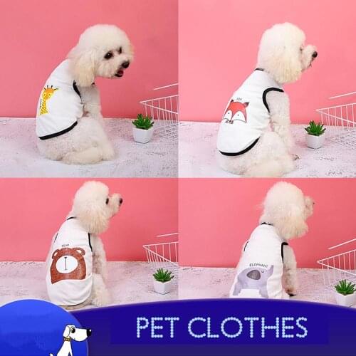 Cute Printed Pets tshirt Puppy Dog Clothes Pet Cat Vest Cotton T Shirt Pug Apparel Costumes Dog Clothes for Small Dogs Outfits