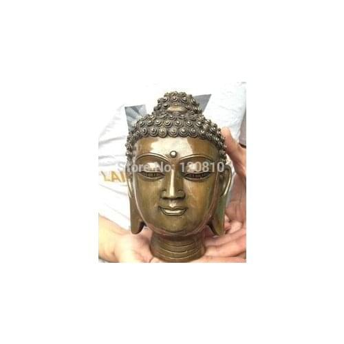 Chinese Tibet Tibetan Buddhism Pure Bronze statue Sakyamuni Head Buddha
