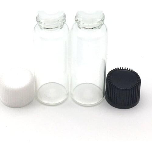 5pcs Clear 5ml Perfume sample Glass Bottle with Orifice Reducer Siamese Plug Screw Cap Small Essential Oil 5ml Vials