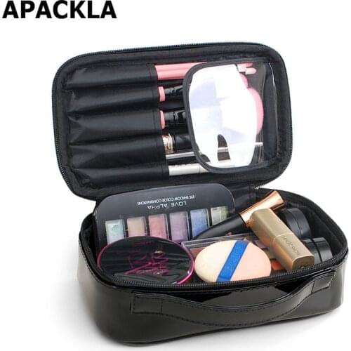 Patent Leather Makeup Bags Cute Women Cosmetic Bags Multifunctional Brush Organizer Travel Neceser Beauty Case Make Up Clutch