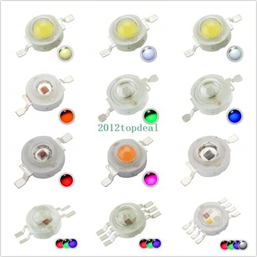 10pcs High Power 3W LED Chip 3 W Natural Cool Warm White Red Blue Green Yellow Light 3 watt SMD Intergrated for Spotlight