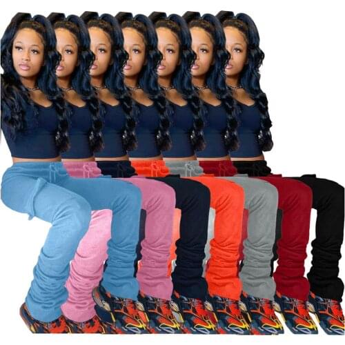 Thick Stacked Sweatpants Womens Trousers Sportswear Joggers Pants Women Stacked Pants