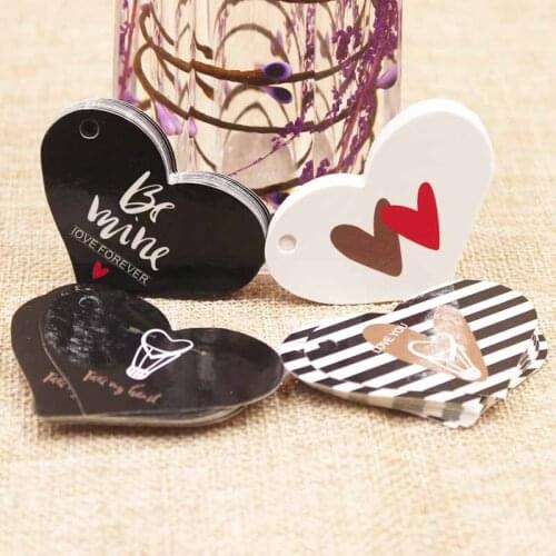 Zerong Jewelry 100pcs heart shape lovey wedding tag card mutli styles paper gift tag card with love design bag hang tag card