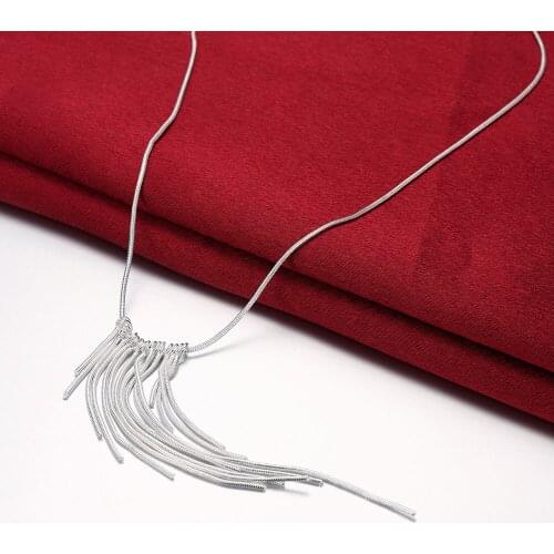 Charms classic tassel snake chain wicker necklace 925 Sterling Silver Jewelry for woman fashion party wedding Holiday gifts