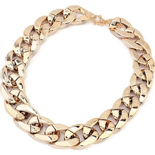 Women European American Necklace Stylish Retro Punk Hip Hop Neck Chain Simple Thick Shiny Chain Choker Necklace Jewelry Party