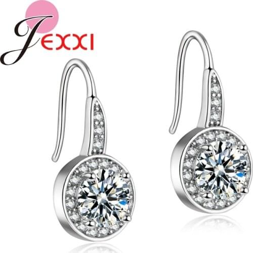 925 Sterling Silver Earrings For Women Wedding Accessories Fashion Jewelry With Bright CZ Crystal Korean Hook Earrings Wholesale