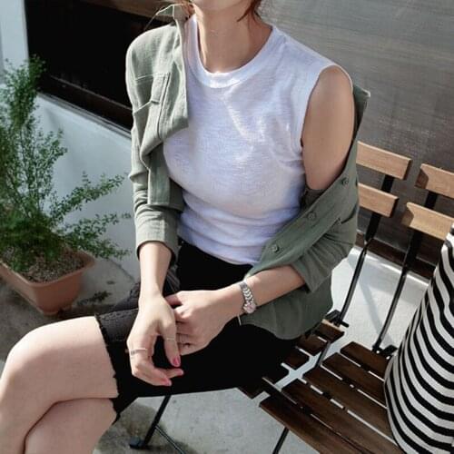 2021 Summer Tank Tops Women Basic Black White O-neck Thin Vest Casual Sleeveless Slim Crop Corset Female Clothing