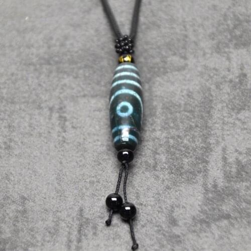 Tibetan style cinnabar 2 eyes DZI pendant necklace ladies jewelry necklace medium length necklace sweater chain Free Shipping