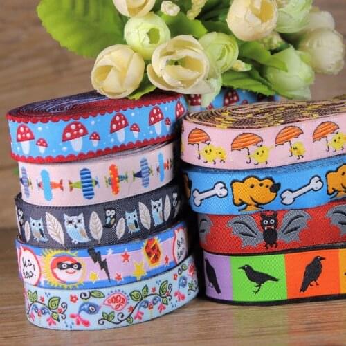 1yard/pack 5/8"(15 mm) Cartoon pattern pet ribbon Computer embroidery ribbon Pet clothing dog satin ribbon with pattern T-076