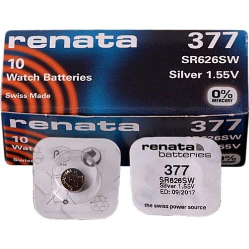 10pcs/lot Renata Brand 377 SR626SW Watch Battery Button Coin Cell Swiss Made SR626 V377 AG4