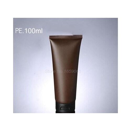100ml brown Soft Storage Travel Cosmetic Containers Cream Lotion Refillable Bottles Empty Tubes w black Lid high quality
