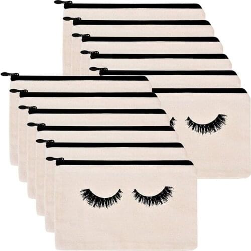 12Pcs Pencil Bags Eyelash Cosmetic Bags Makeup Bags Travel Pouches Toiletry Bag Cases with Zipper for Women Girls